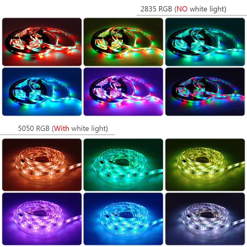 5050 Led Strip 2835 LED Strip Light 5M 10M 15M 20M Led Ribbon Rgb Led Diode Tape Bluetooth Controller Power Adapter for Home